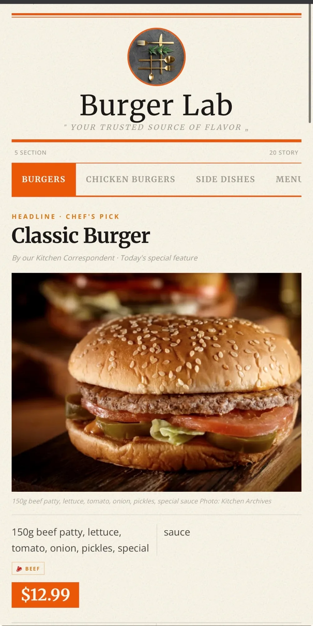 QR menü — Burger Lab dijital menü